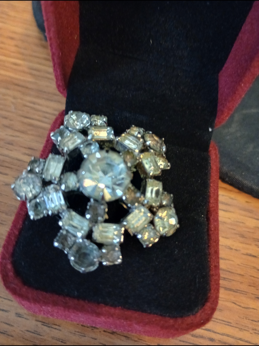 Classic Crystal Cluster Brooch - Silver Tone